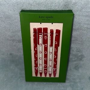 kate spade Brushstroke Hearts Red and White Heart Pen Set